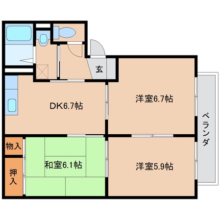 畝傍御陵前駅 徒歩5分 1階の物件間取画像